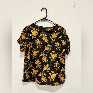Black Blouse with Yellow/Gold Flowers